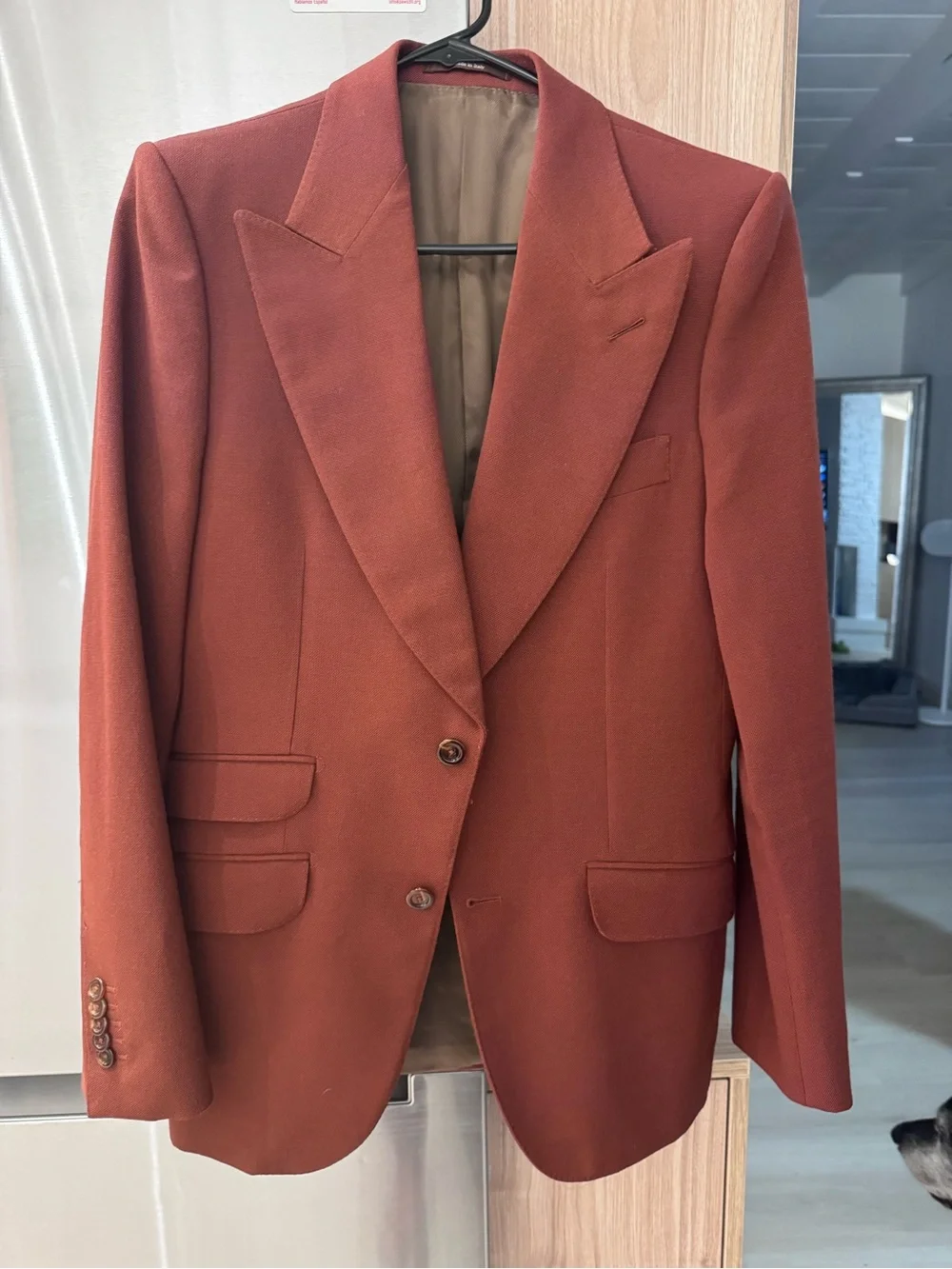 Gucci Eterotopia Wool Blend Peak Lapel Blazer Rust Brown 44R Italy